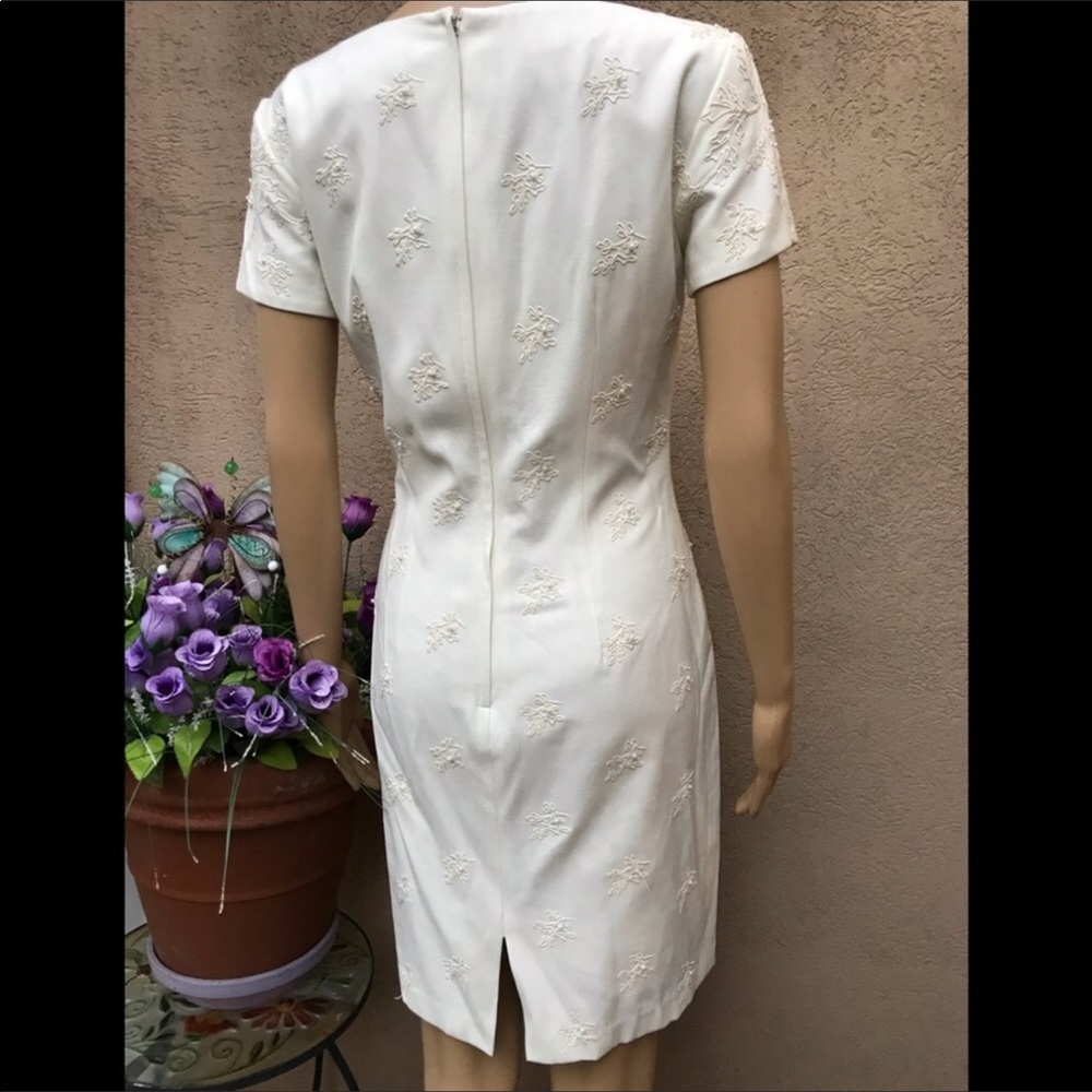 Marie St Claire beaded white sheath dress size 4 - Picture 3 of 8